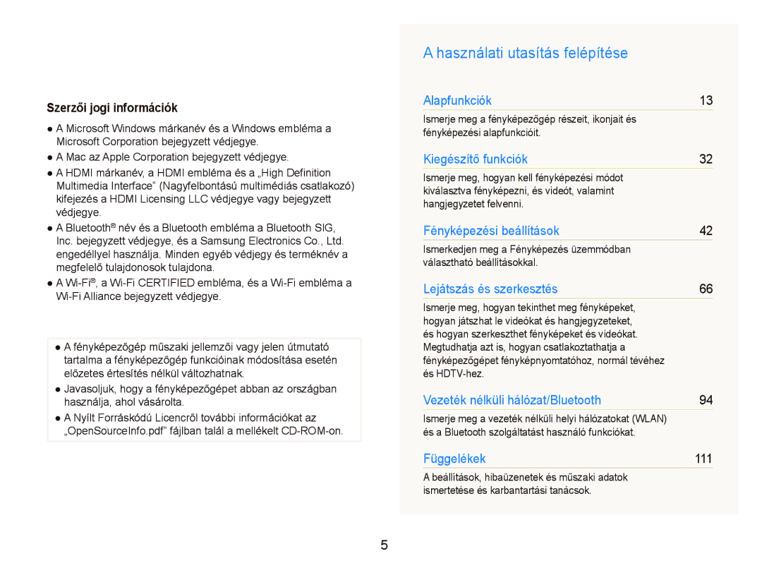 Samsung EC-ST5500BPAE3 manual Használati utasítás felépítése, Megtudhatja azt is, hogyan csatlakoztathatja a, És HDTV-hez 