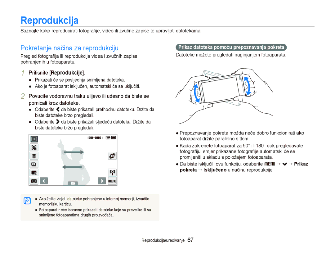 Samsung EC-ST5500BPAE3, EC-ST5500BPBE3 manual Reprodukcija, Pokretanje načina za reprodukciju, Pritisnite Reprodukcije 