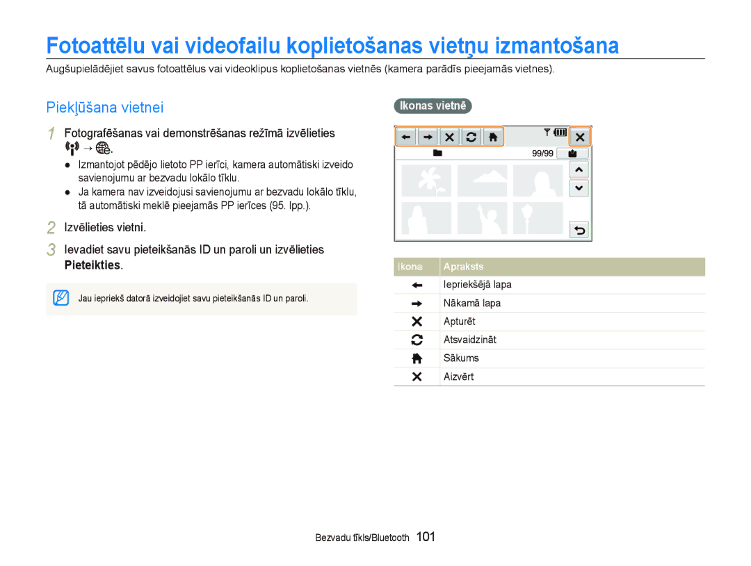 Samsung EC-ST5500BPARU Fotoattēlu vai videofailu koplietošanas vietņu izmantošana, Piekļūšana vietnei, Izvēlieties vietni 