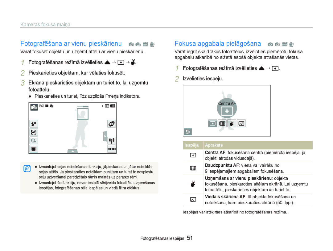Samsung EC-ST5500BPOE1 manual Fotografēšana ar vienu pieskārienu a p s d, Fokusa apgabala pielāgošana a p s d, Fotoattēlu 