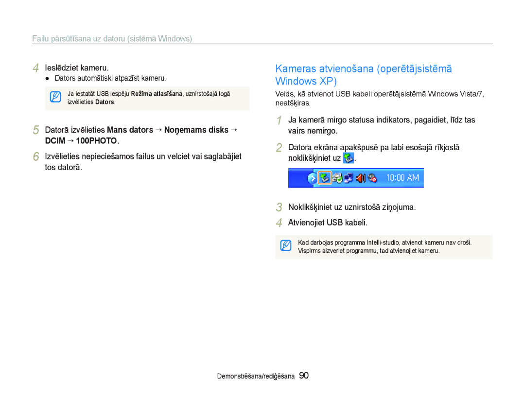 Samsung EC-ST5500BPAE1, EC-ST5500BPOE1, EC-ST5500BPBRU, EC-ST5500BPARU manual Kameras atvienošana operētājsistēmā Windows XP 