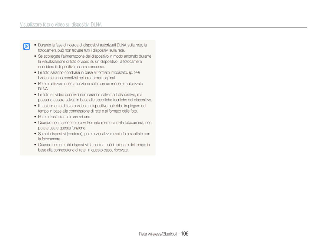 Samsung EC-ST5500BPAIT, EC-ST5500BPOIT, EC-ST5500BPBIT manual Visualizzare foto o video su dispositivi Dlna 