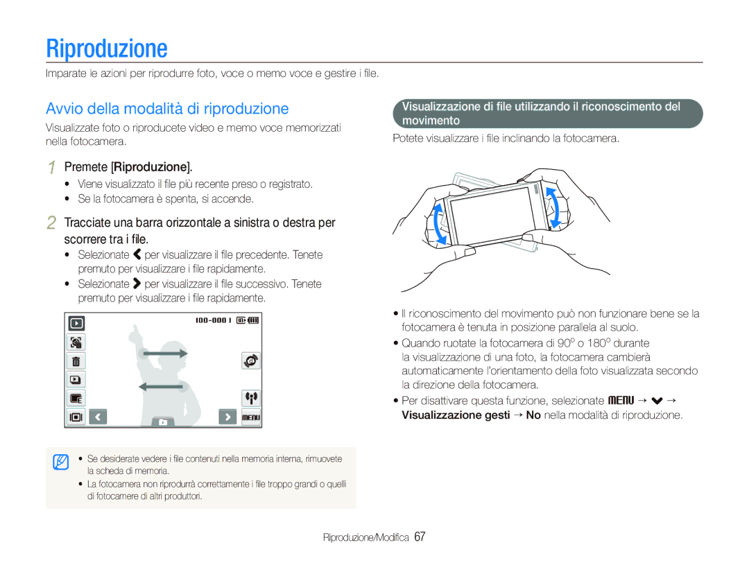 Samsung EC-ST5500BPAIT manual Avvio della modalità di riproduzione, Premete Riproduzione, Riproduzione/Modiﬁca 