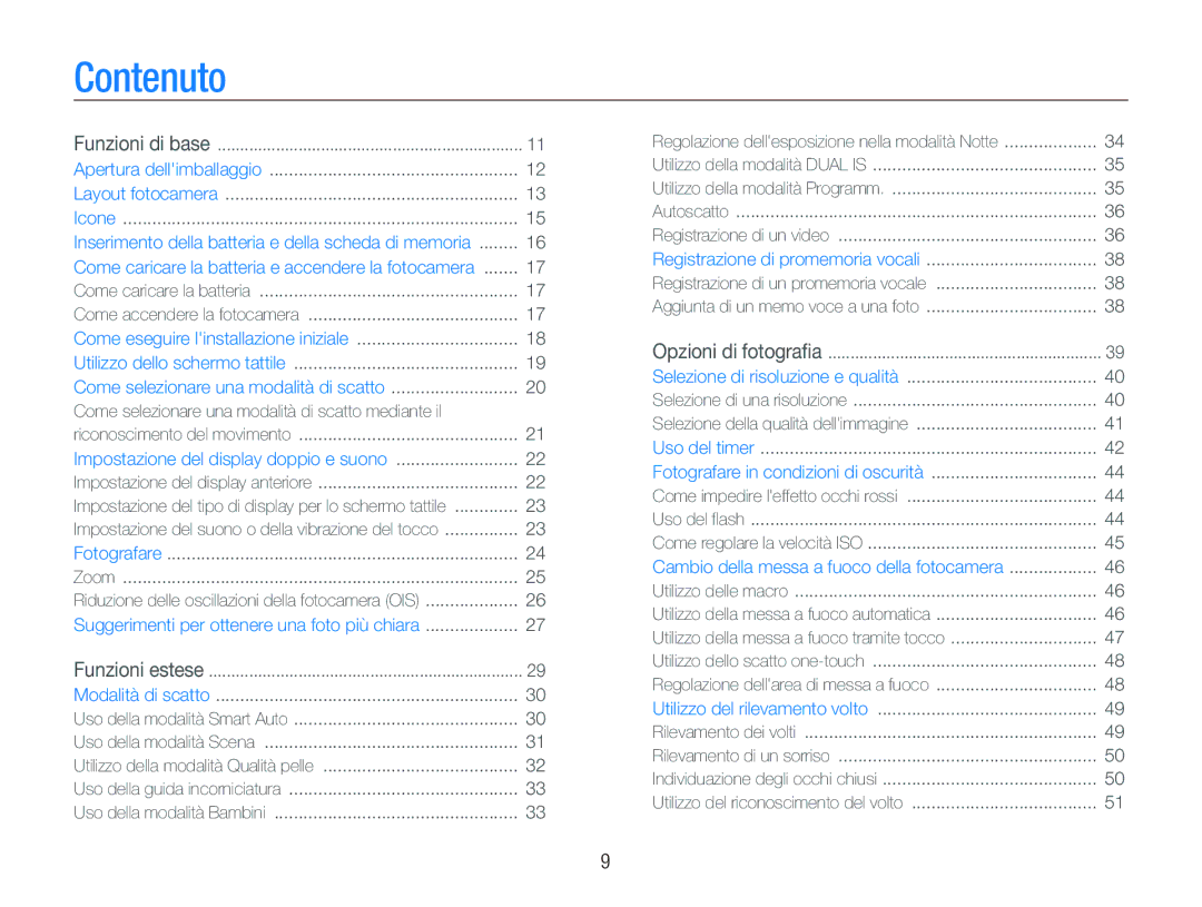 Samsung EC-ST550ZBPLIT, EC-ST550ZBPGIT, EC-ST550ZBPOIT manual Contenuto, Come selezionare una modalità di scatto mediante il 