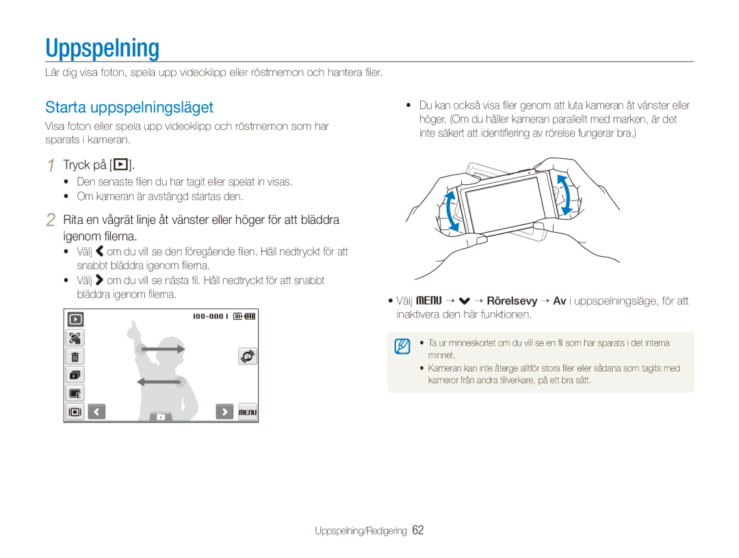 Samsung EC-ST550ZBPBE2, EC-ST550ZBPLE2, EC-ST550ZBPOE2, EC-ST550ZBPGE2 Uppspelning, Starta uppspelningsläget, Tryck på P 