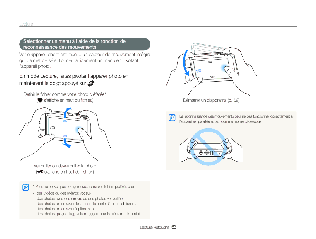 Samsung EC-ST550ZBPOFR, EC-ST550ZBPOIN, EC-ST550ZBPGIT, EC-ST550ZBAOE1, EC-ST560ZBPOE1 manual Lecture, Démarrer un diaporama p 