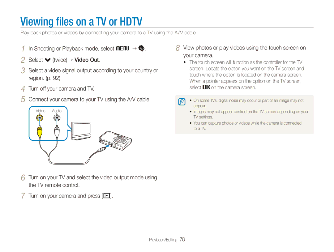 Samsung EC-ST550ZBPOVN, EC-ST550ZBPOIN, EC-ST550ZBPGIT manual Viewing files on a TV or Hdtv, Select on the camera screen 