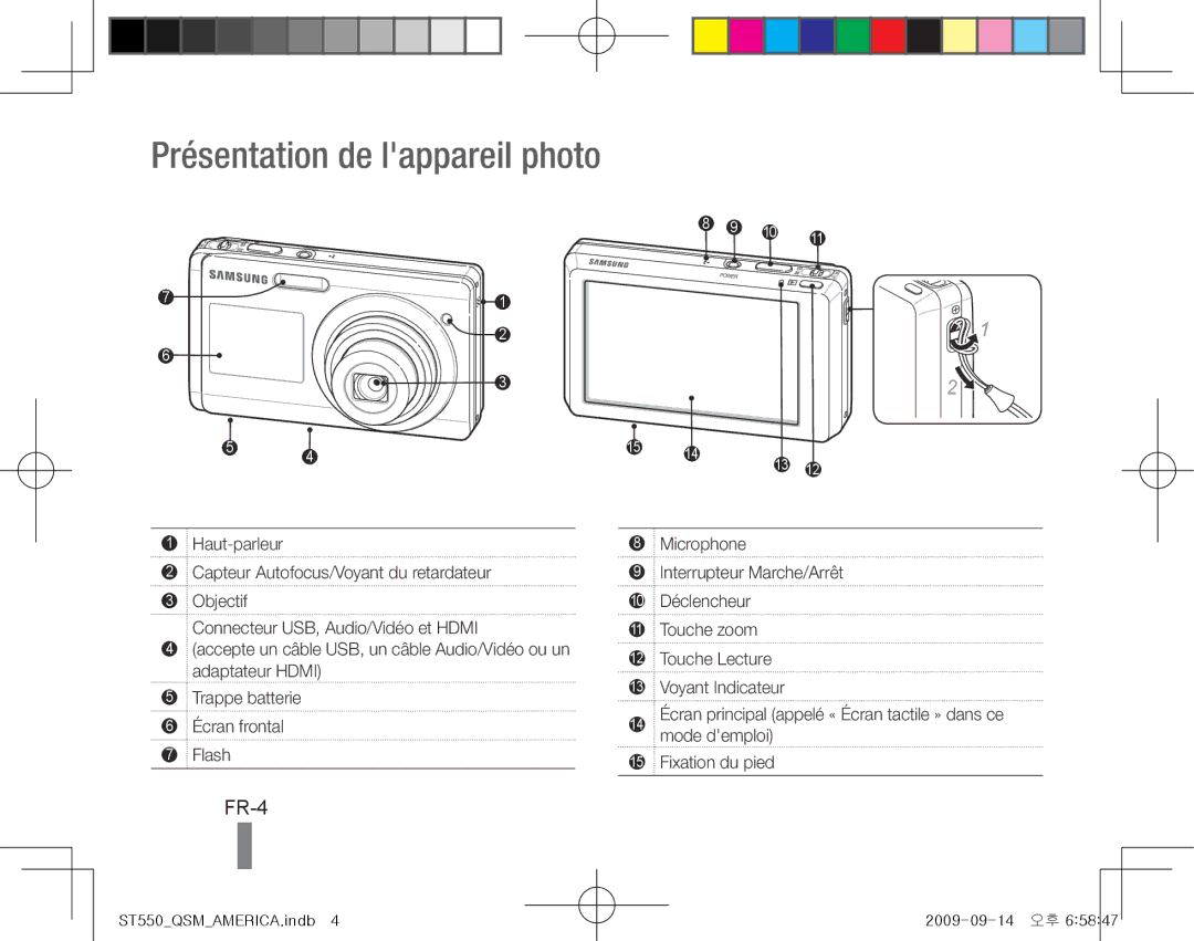 Samsung EC-ST550ZDPGME, EC-ST550ZBPOIN, EC-ST550ZBPGIT, EC-ST550ZBAOE1, EC-ST560ZBPOE1 Présentation de lappareil photo, FR-4 