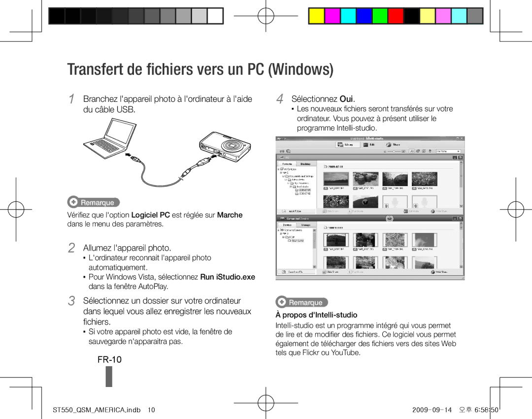 Samsung EC-ST550ZBPBVN, EC-ST550ZBPOIN manual Transfert de fichiers vers un PC Windows, FR-10, Allumez lappareil photo 