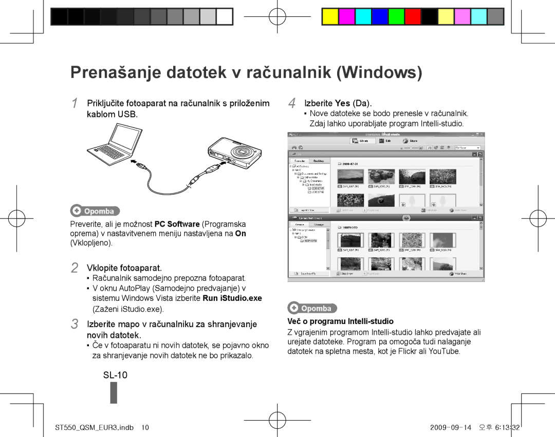 Samsung EC-ST550ZBPGE2, EC-ST550ZBPOIN, EC-ST550ZBPGIT, EC-ST550ZBAOE1 manual Prenašanje datotek v računalnik Windows, SL-10 