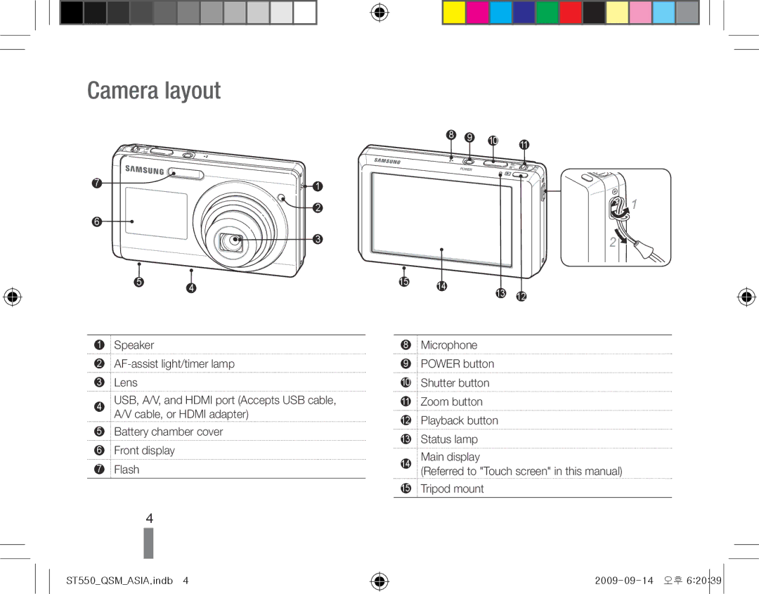 Samsung EC-ST550ZBPOFR, EC-ST550ZBPOIN, EC-ST550ZBPGIT, EC-ST550ZBAOE1, EC-ST560ZBPOE1 manual Camera layout, Microphone 