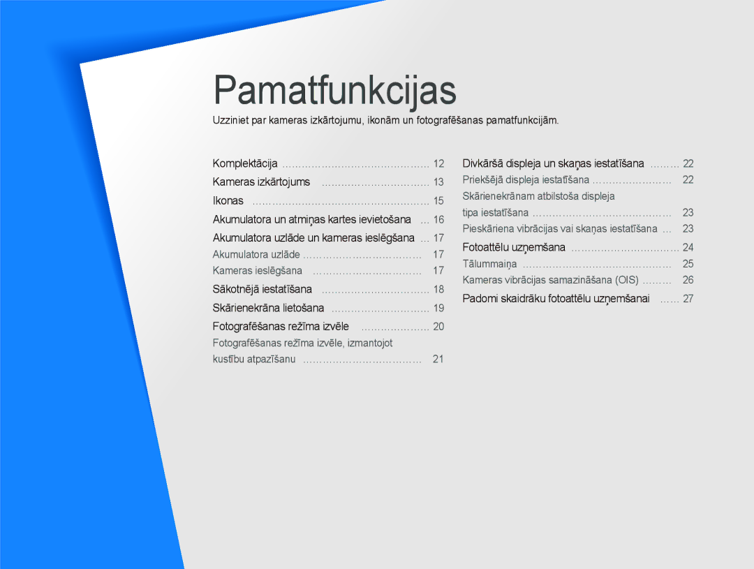 Samsung EC-ST550ZBPORU, EC-ST550ZBPGRU manual Pamatfunkcijas 