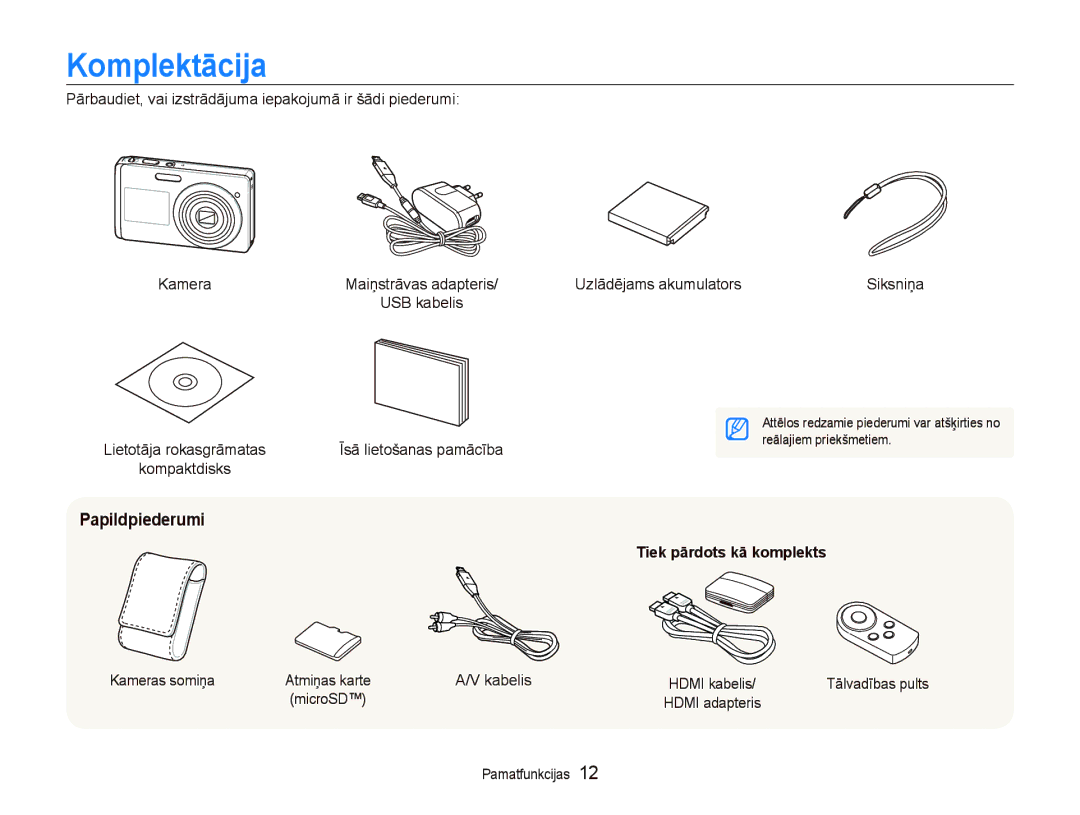 Samsung EC-ST550ZBPGRU, EC-ST550ZBPORU manual Komplektācija, Papildpiederumi, Tiek pārdots kā komplekts 