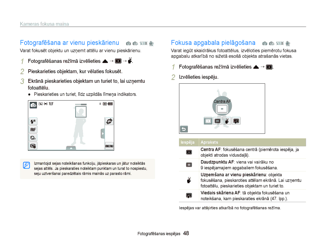 Samsung EC-ST550ZBPGRU manual Fotografēšana ar vienu pieskārienu a p s d, Fokusa apgabala pielāgošana a p s d, Fotoattēlu 