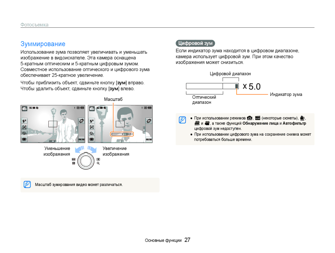 Samsung EC-ST600ZBPPRU, EC-ST600ZBPBE2 Зуммирование, Масштаб Уменьшение Увеличение Изображения изображения, Цифровой зум 