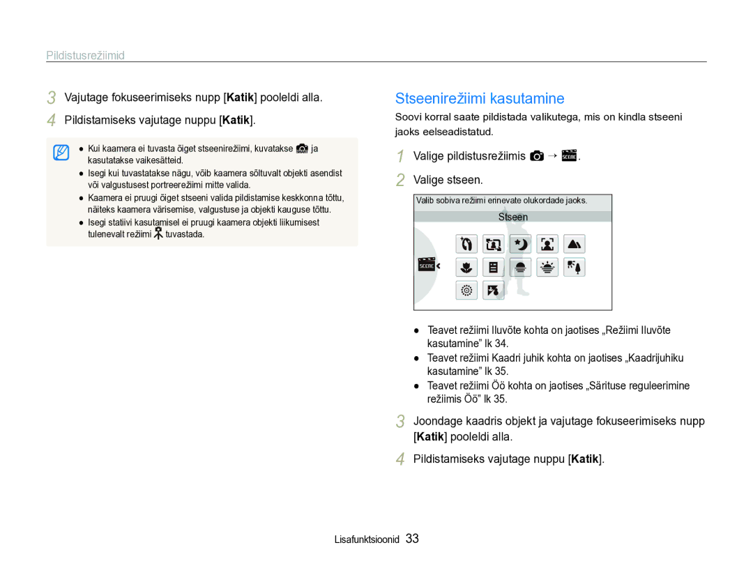 Samsung EC-ST600ZBPBE2 manual Pildistusrežiimid 