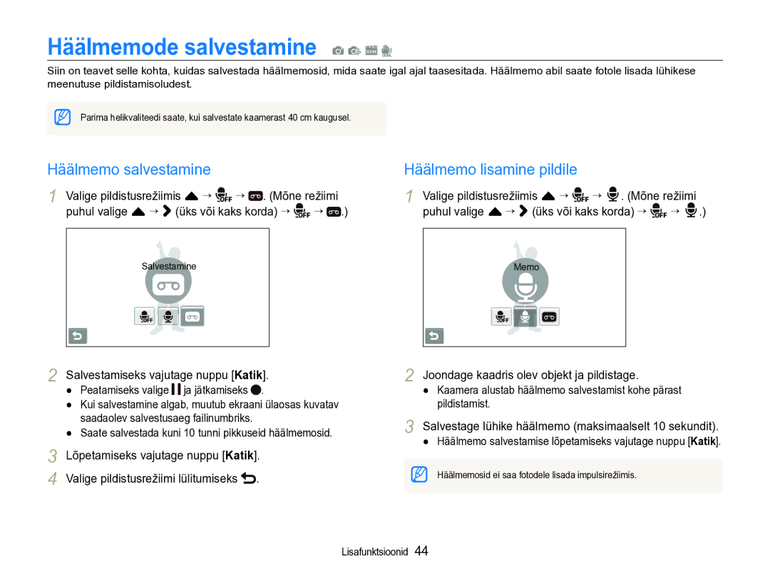 Samsung EC-ST600ZBPBE2 manual Häälmemode salvestamine a p s d, Häälmemo salvestamine, Häälmemo lisamine pildile 