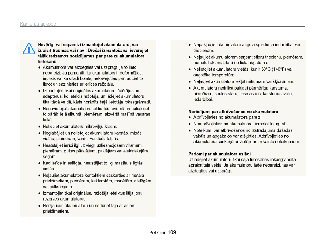 Samsung EC-ST600ZBPBE2 manual Norādījumi par atbrīvošanos no akumulatora, Padomi par akumulatora uzlādi 