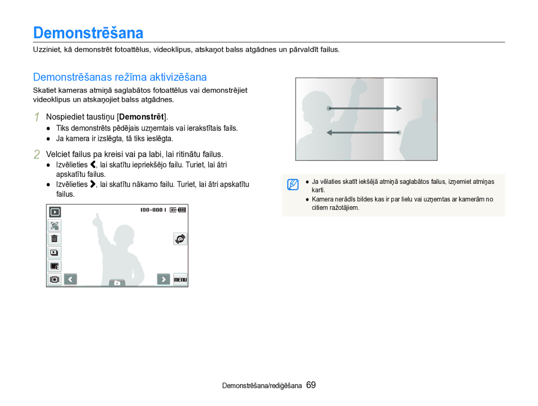 Samsung EC-ST600ZBPBE2 manual Demonstrēšanas režīma aktivizēšana, Nospiediet taustiņu Demonstrēt 