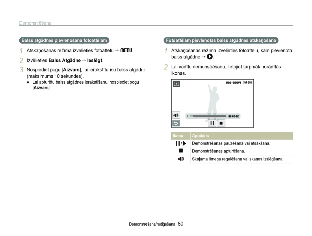 Samsung EC-ST600ZBPBE2 manual Atskaņošanas režīmā izvēlieties fotoattēlu “ M, Maksimums 10 sekundes 