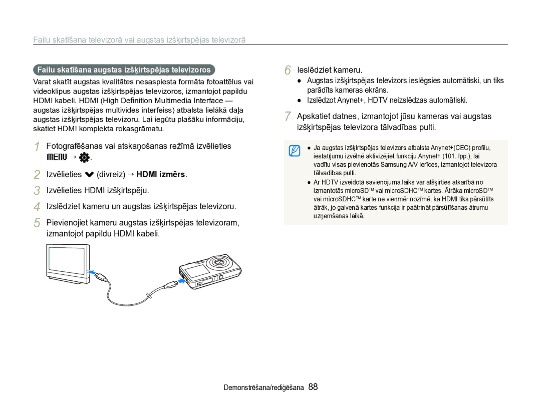 Samsung EC-ST600ZBPBE2 manual Failu skatīšana augstas izšķirtspējas televizoros 