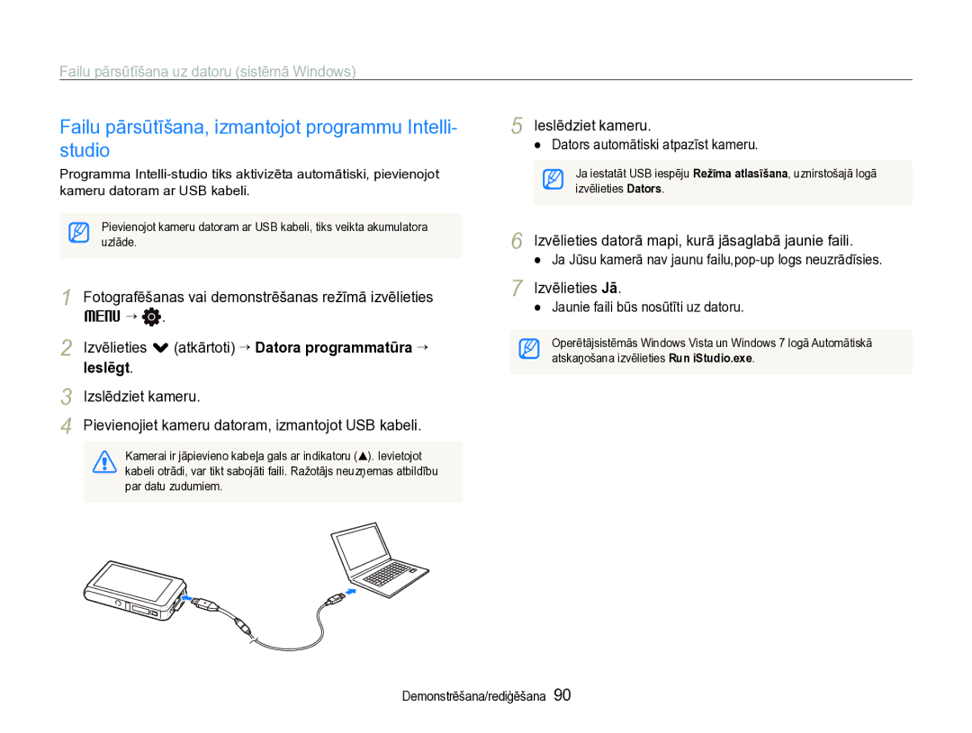 Samsung EC-ST600ZBPBE2 manual Failu pārsūtīšana, izmantojot programmu Intelli- studio 