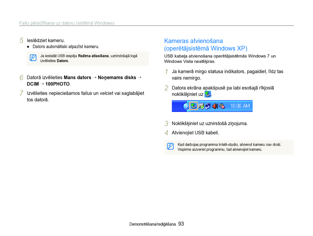 Samsung EC-ST600ZBPBE2 manual Kameras atvienošana Operētājsistēmā Windows XP, Ieslēdziet kameru 