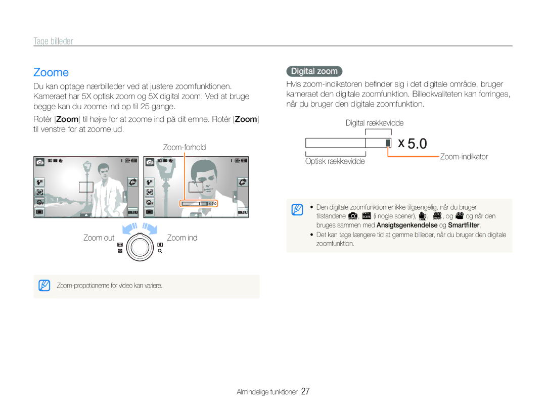 Samsung EC-ST600ZBPLE2, EC-ST600ZBPBE3, EC-ST600ZBPGE2, EC-ST600ZBPBE2, EC-ST600ZBPPE2 manual Zoome, Digital zoom 