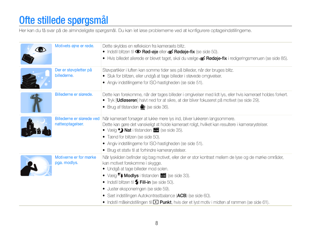 Samsung EC-ST600ZBPPE2, EC-ST600ZBPBE3, EC-ST600ZBPGE2, EC-ST600ZBPBE2, EC-ST600ZBPLE2 manual Ofte stillede spørgsmål 