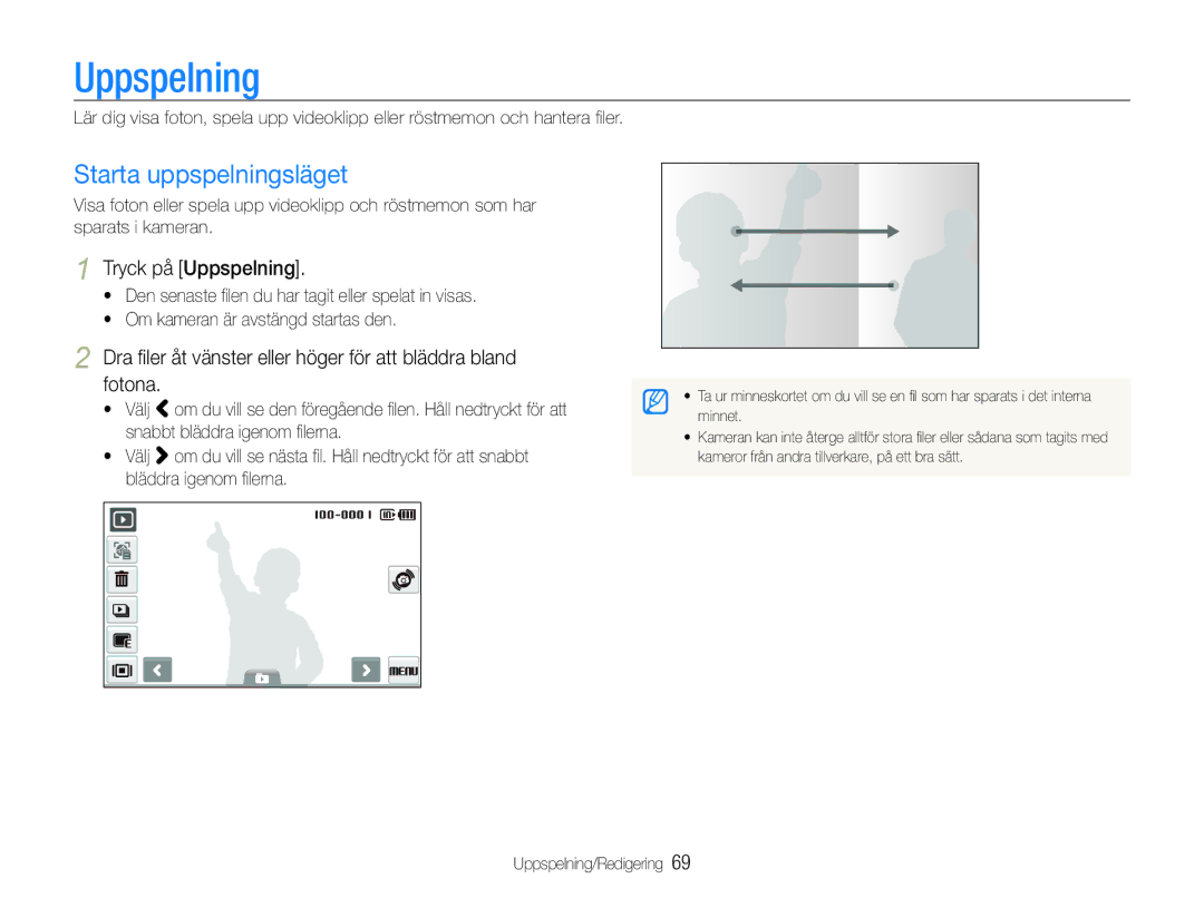 Samsung EC-ST600ZBPBE3, EC-ST600ZBPGE2 manual Starta uppspelningsläget, Tryck på Uppspelning, Uppspelning/Redigering 