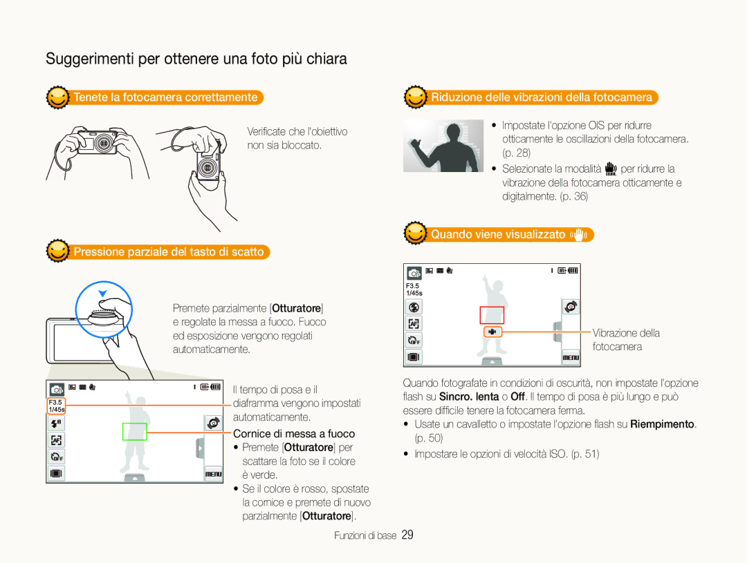 Samsung EC-ST600ZBPBIT, EC-ST600ZBPPIT manual Tenete la fotocamera correttamente, Pressione parziale del tasto di scatto 