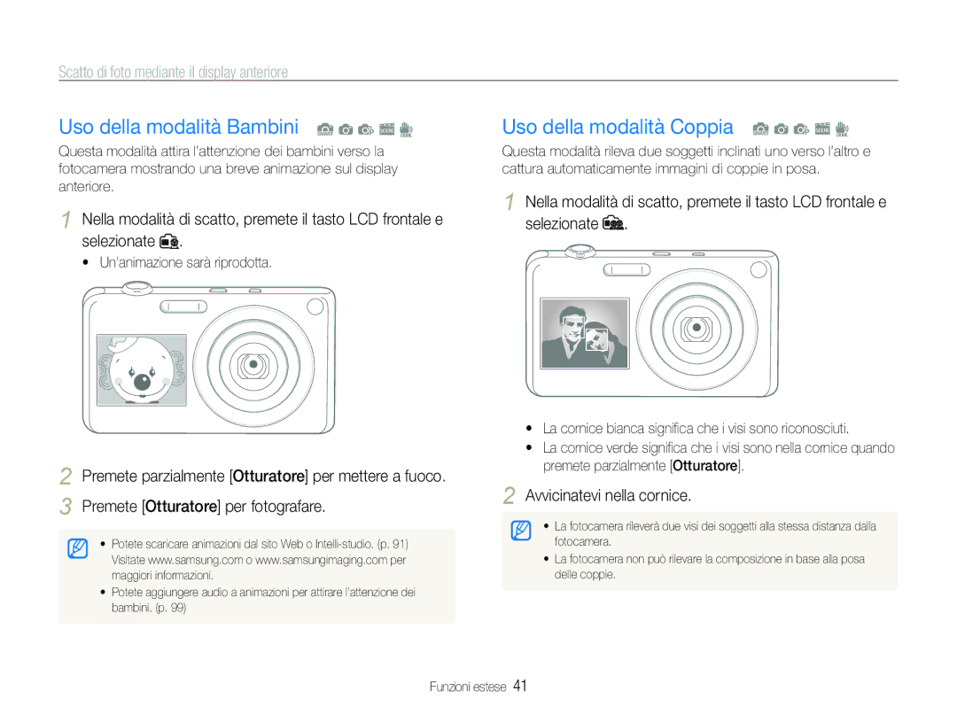 Samsung EC-ST600ZBPBIT, EC-ST600ZBPPIT manual Uso della modalità Bambini S a p s d, Uso della modalità Coppia S a p s d 