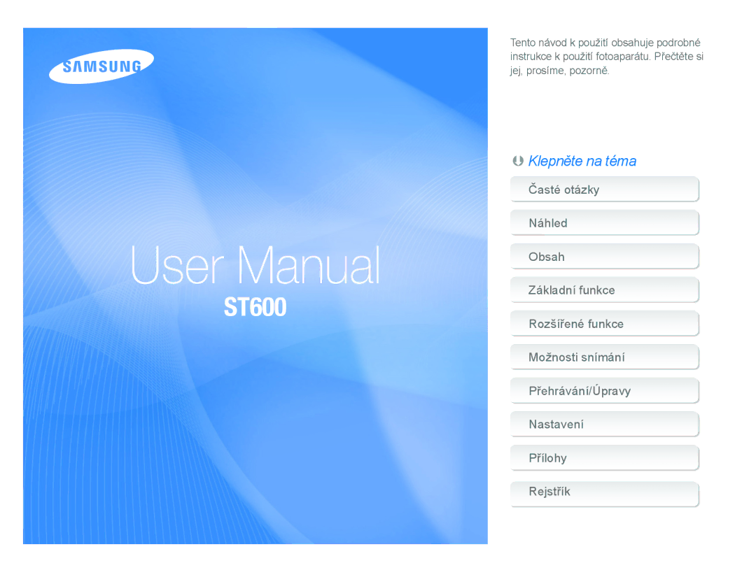 Samsung EC-ST600ZBPBE1, EC-ST600ZBPLE1, EC-ST600ZBPBIT, EC-ST600ZBPPIT, EC-ST600ZBPLIT manual Quick Start Manual 