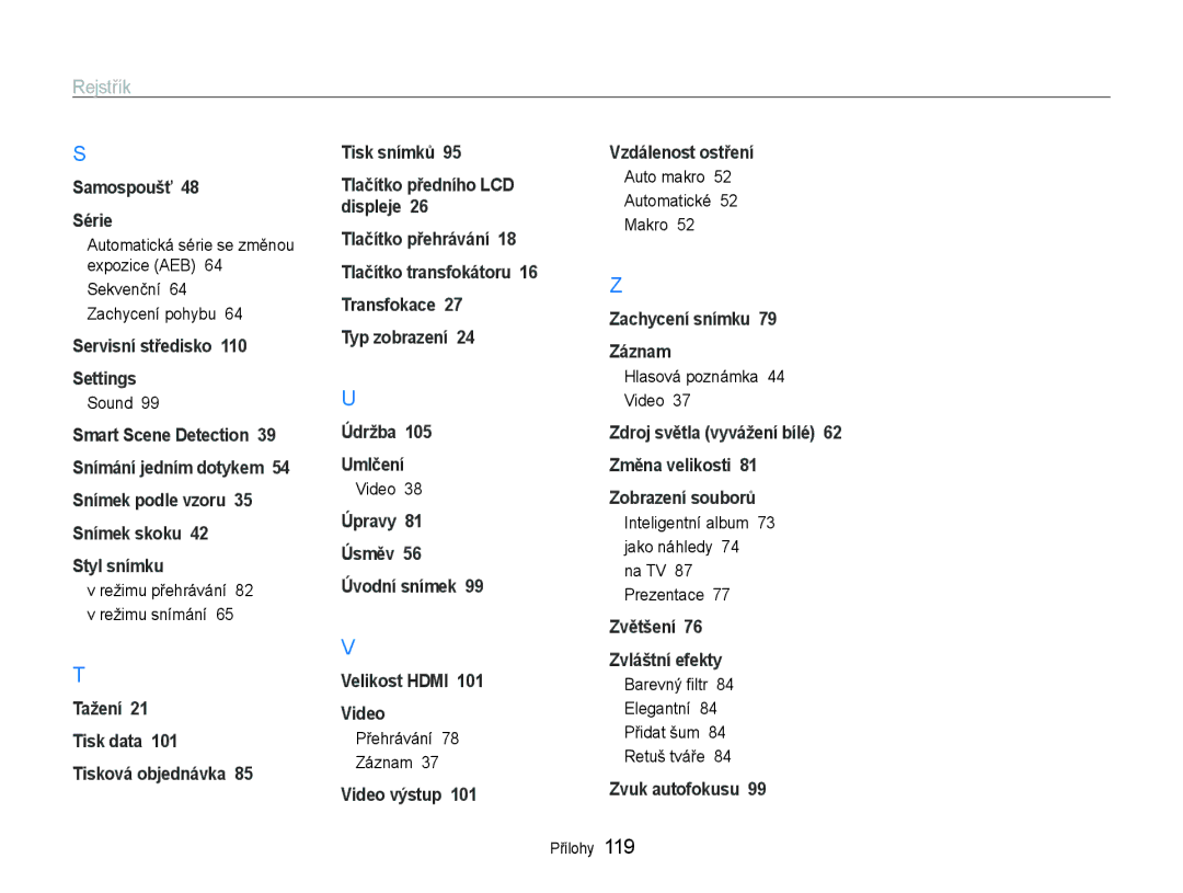 Samsung EC-ST600ZBPGE3, EC-ST600ZBPBE3 manual Sound, Auto makro Automatické Makro, Hlasová poznámka Video 