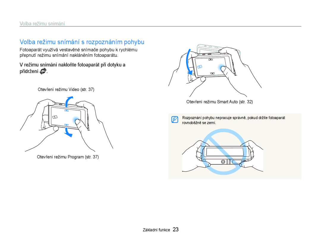 Samsung EC-ST600ZBPGE3, EC-ST600ZBPBE3 manual Volba režimu snímání s rozpoznáním pohybu 