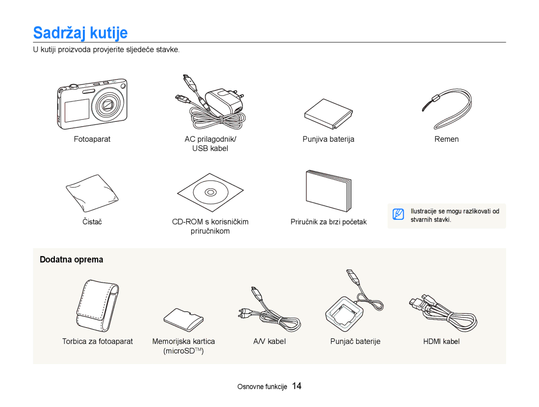 Samsung EC-ST600ZBPBE3, EC-ST600ZBPGE3 manual Sadržaj kutije, Dodatna oprema 