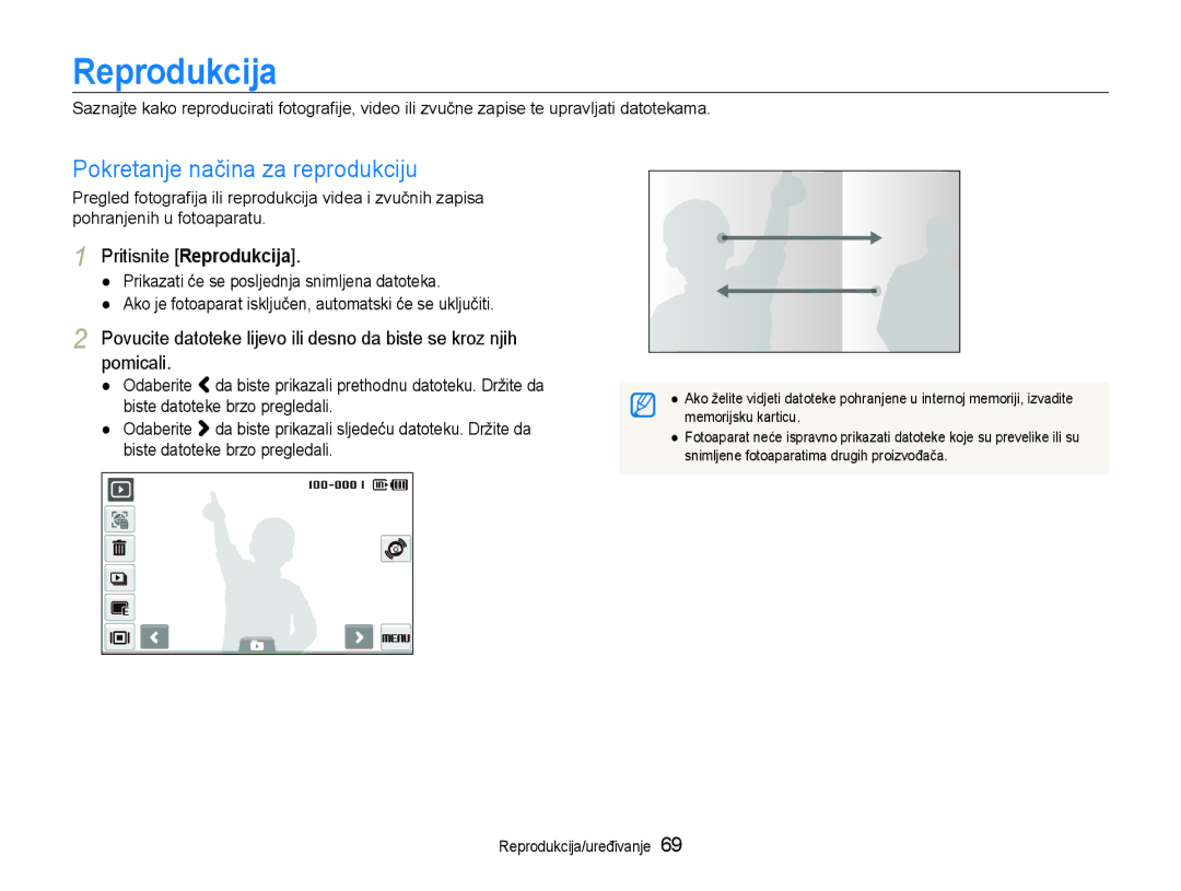 Samsung EC-ST600ZBPGE3, EC-ST600ZBPBE3 manual Pokretanje načina za reprodukciju, Pritisnite Reprodukcija 