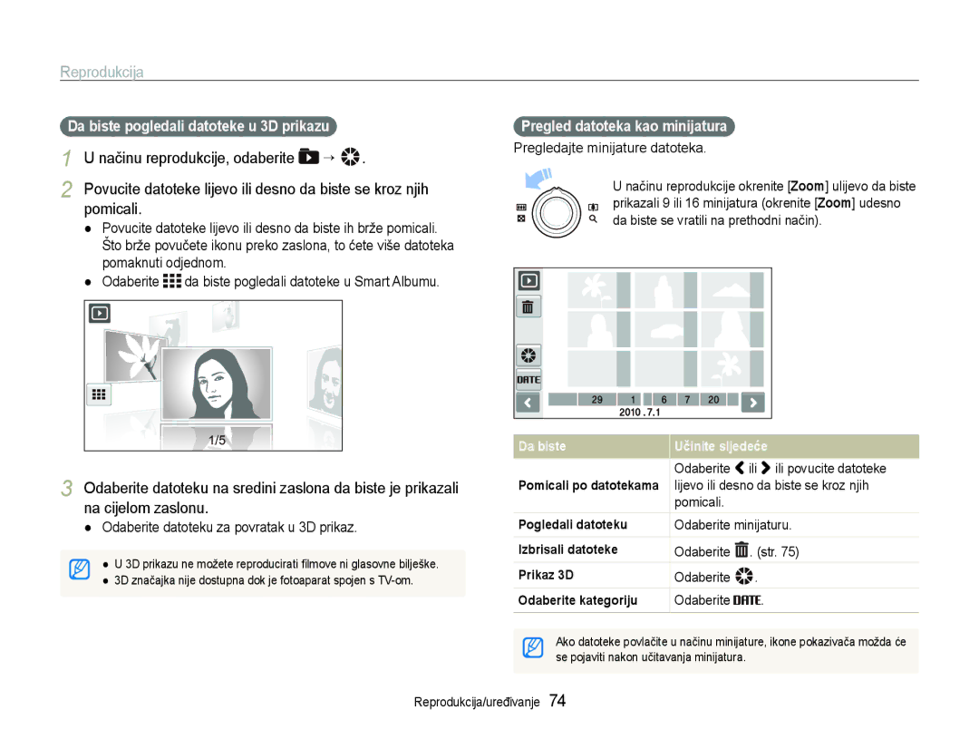 Samsung EC-ST600ZBPBE3, EC-ST600ZBPGE3 manual Pomicali, Pregled datoteka kao minijatura 