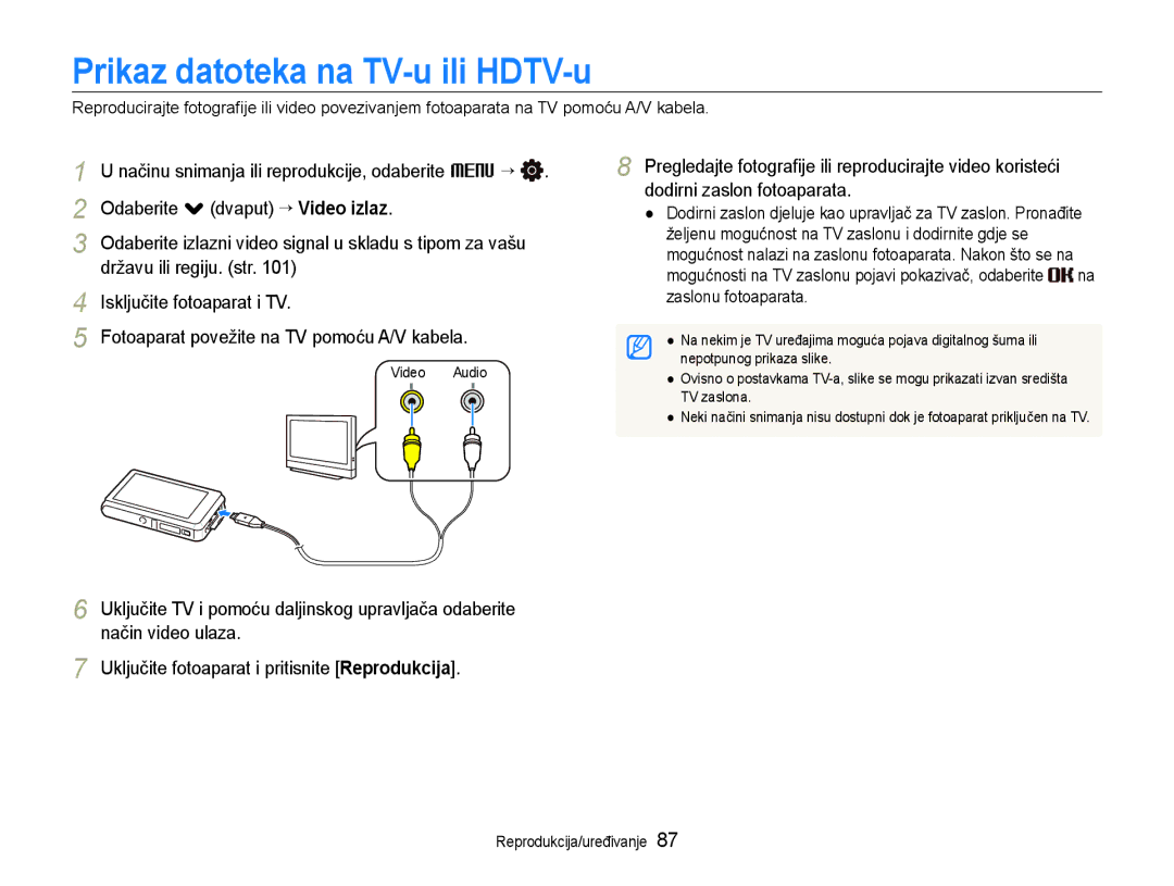 Samsung EC-ST600ZBPGE3 manual Prikaz datoteka na TV-u ili HDTV-u, Odaberite . dvaput “ Video izlaz, Državu ili regiju. str 