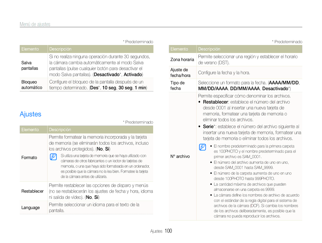 Samsung EC-ST600ZBPBE1, EC-ST600ZBPLE1, EC-ST600ZBPBGB, EC-ST600ZBPGE1 manual Ajustes 