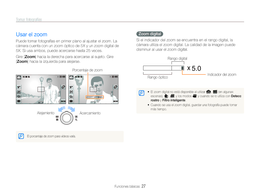 Samsung EC-ST600ZBPLE1, EC-ST600ZBPBE1, EC-ST600ZBPBGB, EC-ST600ZBPGE1 manual Usar el zoom, Zoom digital 