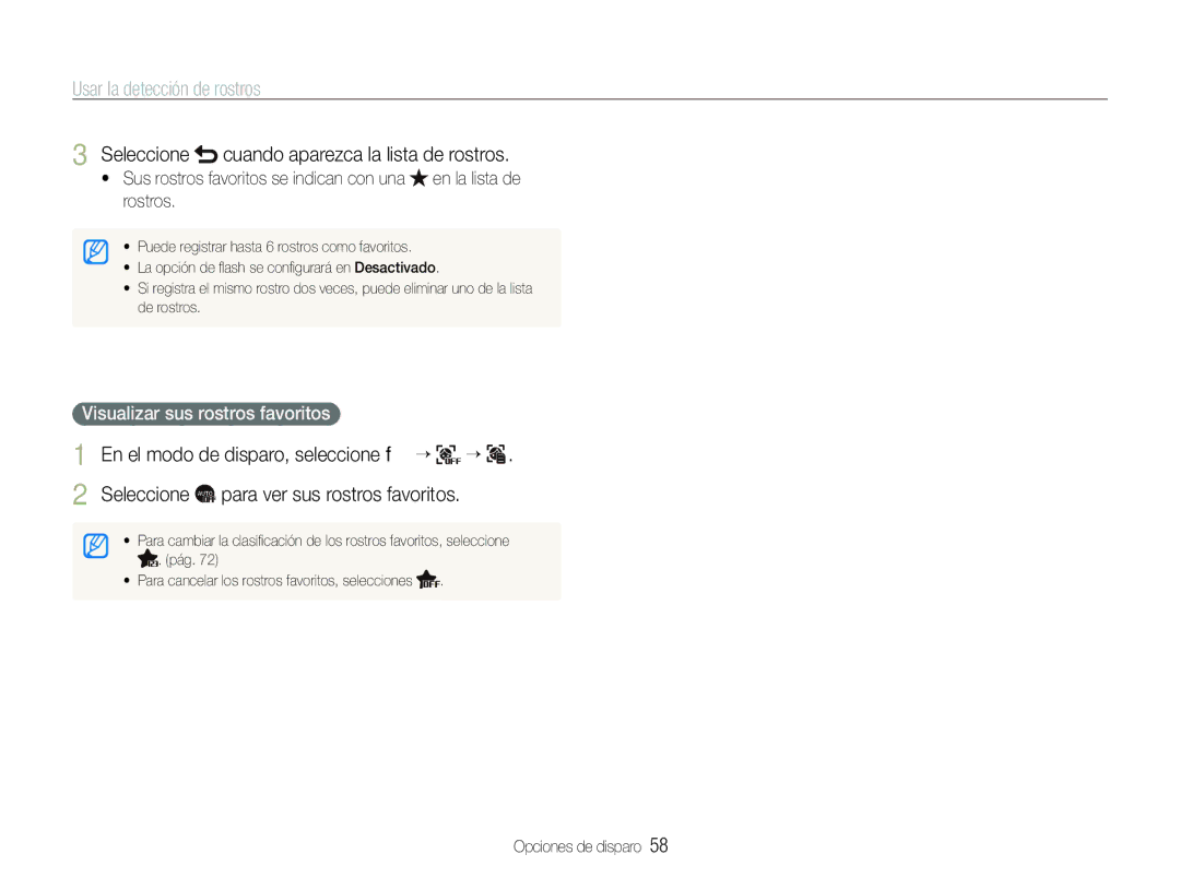 Samsung EC-ST600ZBPGE1, EC-ST600ZBPLE1 Seleccione cuando aparezca la lista de rostros, Visualizar sus rostros favoritos 