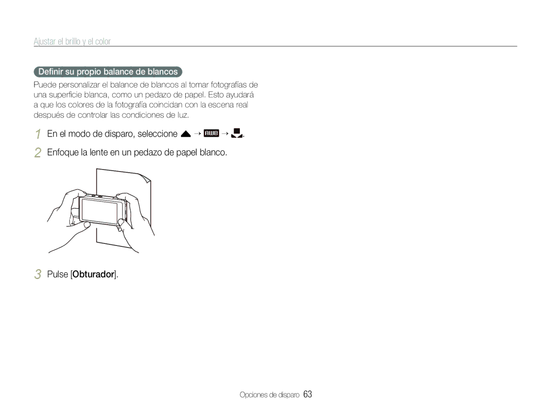 Samsung EC-ST600ZBPLE1, EC-ST600ZBPBE1, EC-ST600ZBPBGB, EC-ST600ZBPGE1 Pulse Obturador, Deﬁnir su propio balance de blancos 