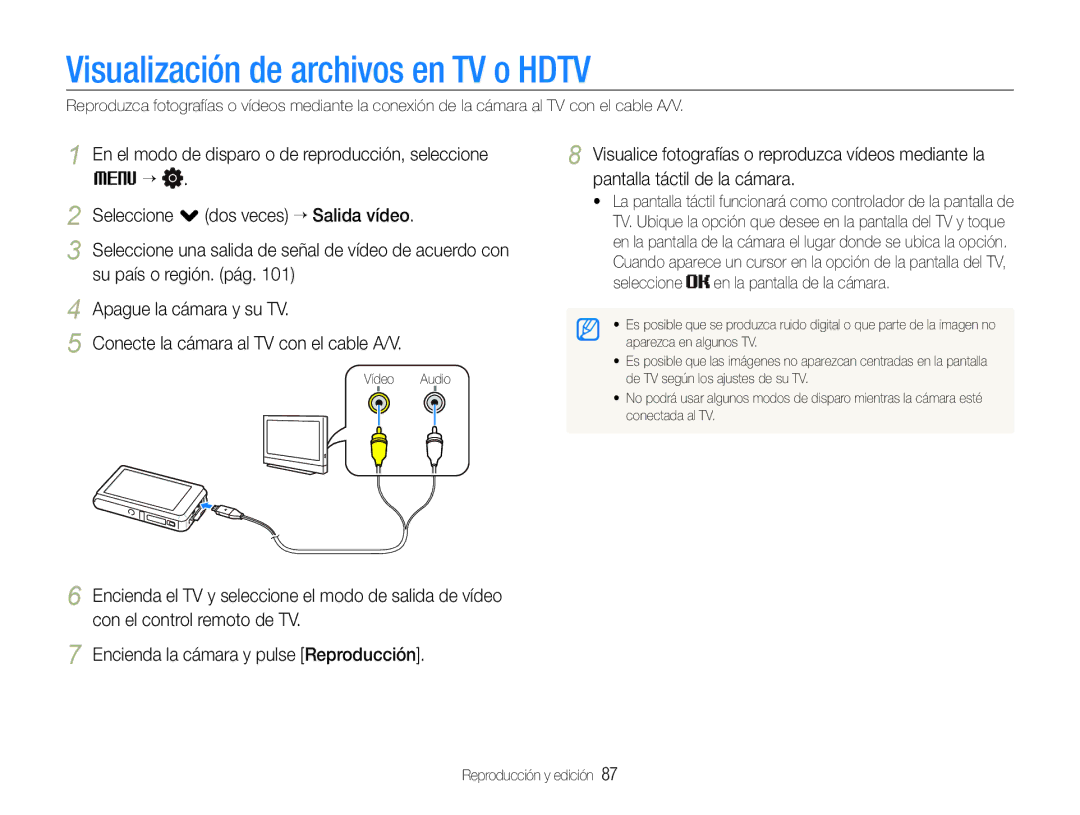 Samsung EC-ST600ZBPLE1, EC-ST600ZBPBE1, EC-ST600ZBPBGB Visualización de archivos en TV o Hdtv, Apague la cámara y su TV 