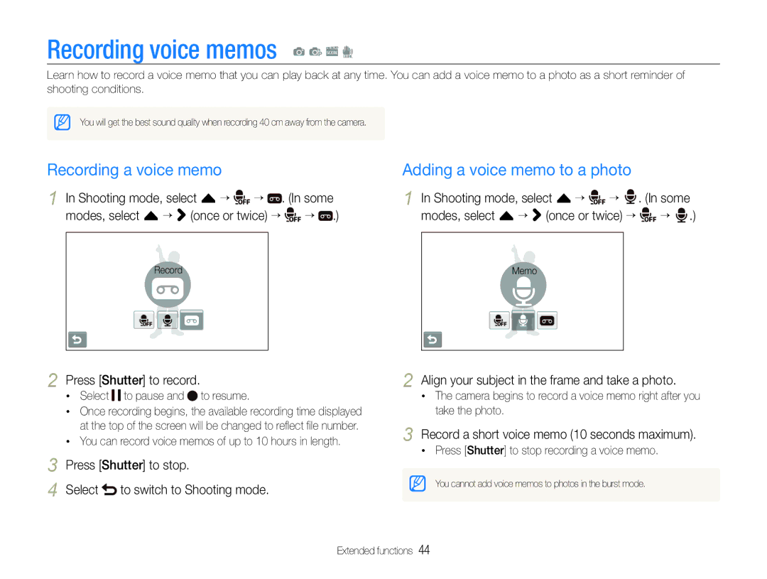 Samsung EC-ST600ZBPBE1 manual Recording voice memos a p s d, Recording a voice memo, Adding a voice memo to a photo 