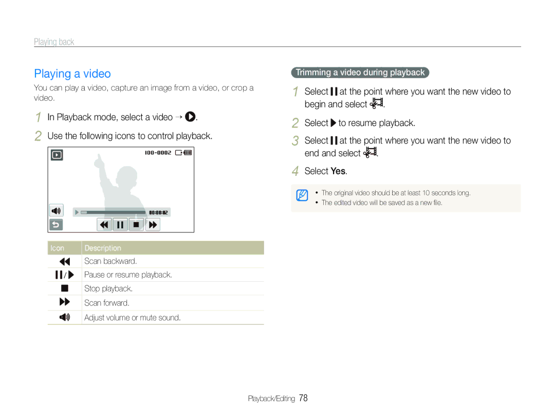 Samsung EC-ST600ZBPPE2, EC-ST600ZBPLE1 manual Playing a video, Playback mode, select a video “, End and select Select Yes 