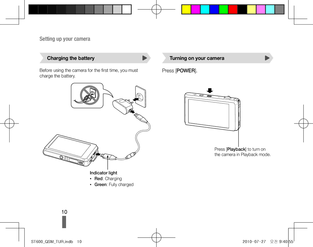 Samsung EC-ST600ZBPGE2, EC-ST600ZBPLE1, EC-ST600ZBPBE1, EC-ST600ZBPBIT, EC-ST600ZBPPIT Setting up your camera, Press Power 