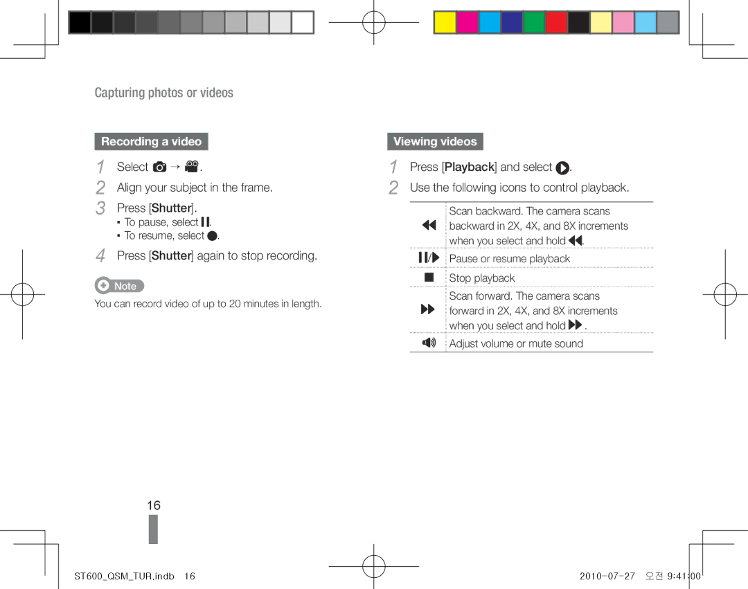 Samsung EC-ST600ZBPPRU, EC-ST600ZBPLE1 manual To pause, select, To resume, select, Press Shutter again to stop recording 