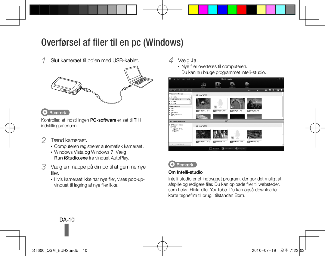 Samsung EC-ST600ZBPLIL, EC-ST600ZBPLE1, EC-ST600ZBPBE1, EC-ST600ZBPBIT manual Overførsel af filer til en pc Windows, DA-10 