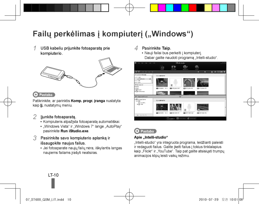 Samsung EC-ST600ZBPLIT, EC-ST600ZBPLE1, EC-ST600ZBPBE1, EC-ST600ZBPBIT manual Failų perkėlimas į kompiuterį „Windows, LT-10 